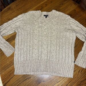Banana Republic Tan Cable Knit Crewneck Sweater
